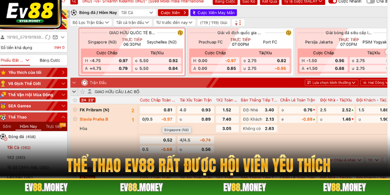 Thể thao EV88 rất được hội viên yêu thích